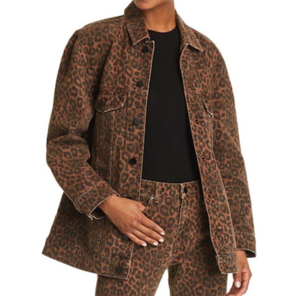 DENIM x ALEXANDER WANG Daze Leopard Denim Jacket